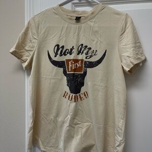 Cream Graphic T-Shirt with Bull Design
